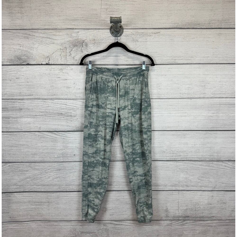 Athleta Women's Teal Gray Farallon Camo Tie Dye Printed Joggers Size Small